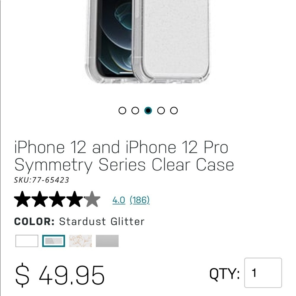 iPhone 12 and Pro Symmetry Series Clear Case sparkle glitter otter box cover - Picture 2 of 8